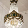 Hot Pamono Large Empire Style Crystal and Bronze 6-Light Chandelier, 1930s