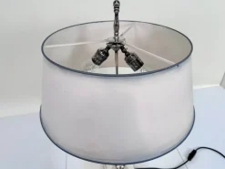 Sale Pamono Large Empire-Style Silver-Plated Tuscan Column Table Lamp with Metal Lampshade, France, 1960s