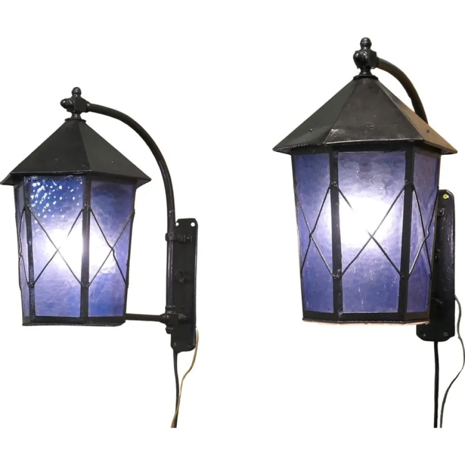 Clearance Pamono Large Entrance Door Wall Lanterns, 1920s, Set of 2