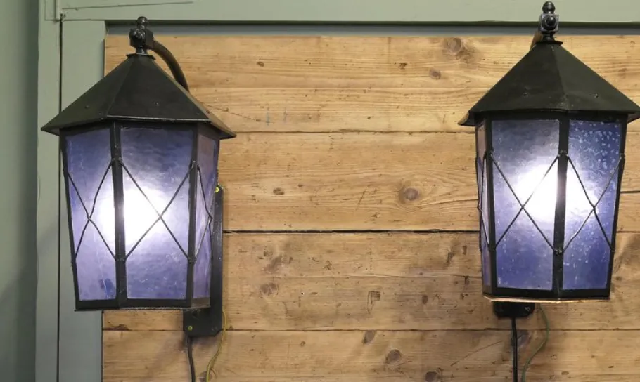 Clearance Pamono Large Entrance Door Wall Lanterns, 1920s, Set of 2