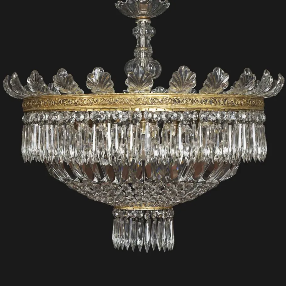 Clearance Pamono Large Five-Light Crystal Ceiling Lamp, 1950s