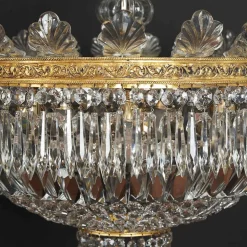 Clearance Pamono Large Five-Light Crystal Ceiling Lamp, 1950s