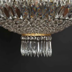 Clearance Pamono Large Five-Light Crystal Ceiling Lamp, 1950s