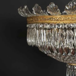 Clearance Pamono Large Five-Light Crystal Ceiling Lamp, 1950s