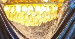 Online Pamono Large Flat Vintage Ceiling Lamp with Gold-Plated Metal Frame & Cut Crystal Glass Shade