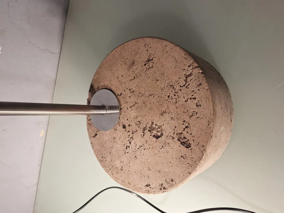 Sale Pamono Large Floor Lamp in Chromed Metal with Black Acrylic Glass Lampshade and Travertine Base, 1960s