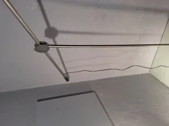 Sale Pamono Large Floor Lamp in Chromed Metal with Black Acrylic Glass Lampshade and Travertine Base, 1960s