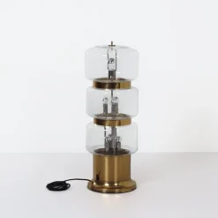 Hot Pamono Large Floor Lamp in Mouth Blown Bubble Glass and Brass, 1970s