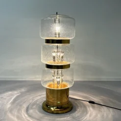 Hot Pamono Large Floor Lamp in Mouth Blown Bubble Glass and Brass, 1970s