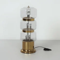 Hot Pamono Large Floor Lamp in Mouth Blown Bubble Glass and Brass, 1970s