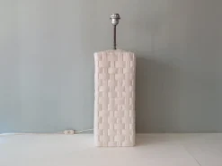 Sale Pamono Large Floor Lamp with White Ceramic Base and Woven Shade, 1970s