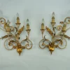 Online Pamono Large Floral Wall Lamps in Gilded and Lacquered Metal, 1960s, Set of 2