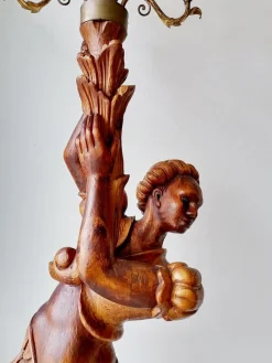 Discount Pamono Large Florentine Italian Torchere with Nubian Carved Wood