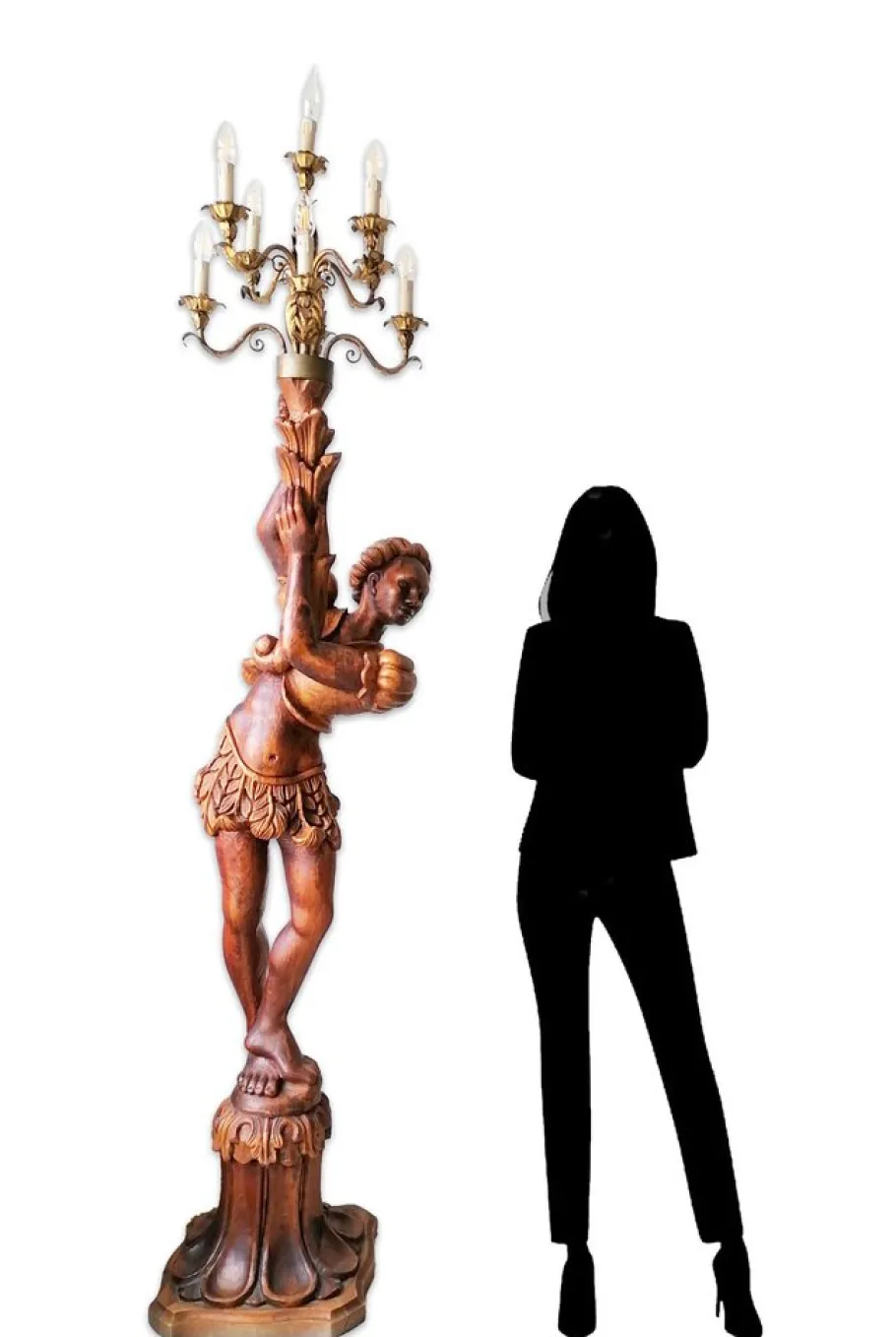 Discount Pamono Large Florentine Italian Torchere with Nubian Carved Wood