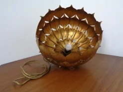 Best Pamono Large French Brass Lotus Ceiling Lamp, 1940s