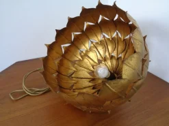 Best Pamono Large French Brass Lotus Ceiling Lamp, 1940s