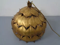 Best Pamono Large French Brass Lotus Ceiling Lamp, 1940s