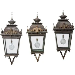Discount Pamono Large French Bronze & Iron Lantern Wall Light in 19th Century Style