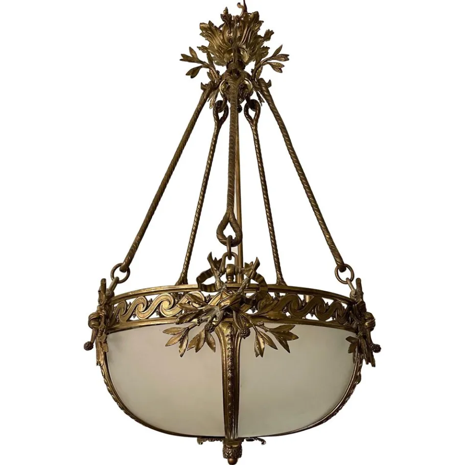 Clearance Pamono Large French Empire Style Chandelier in Gilt Bronze, 1890s