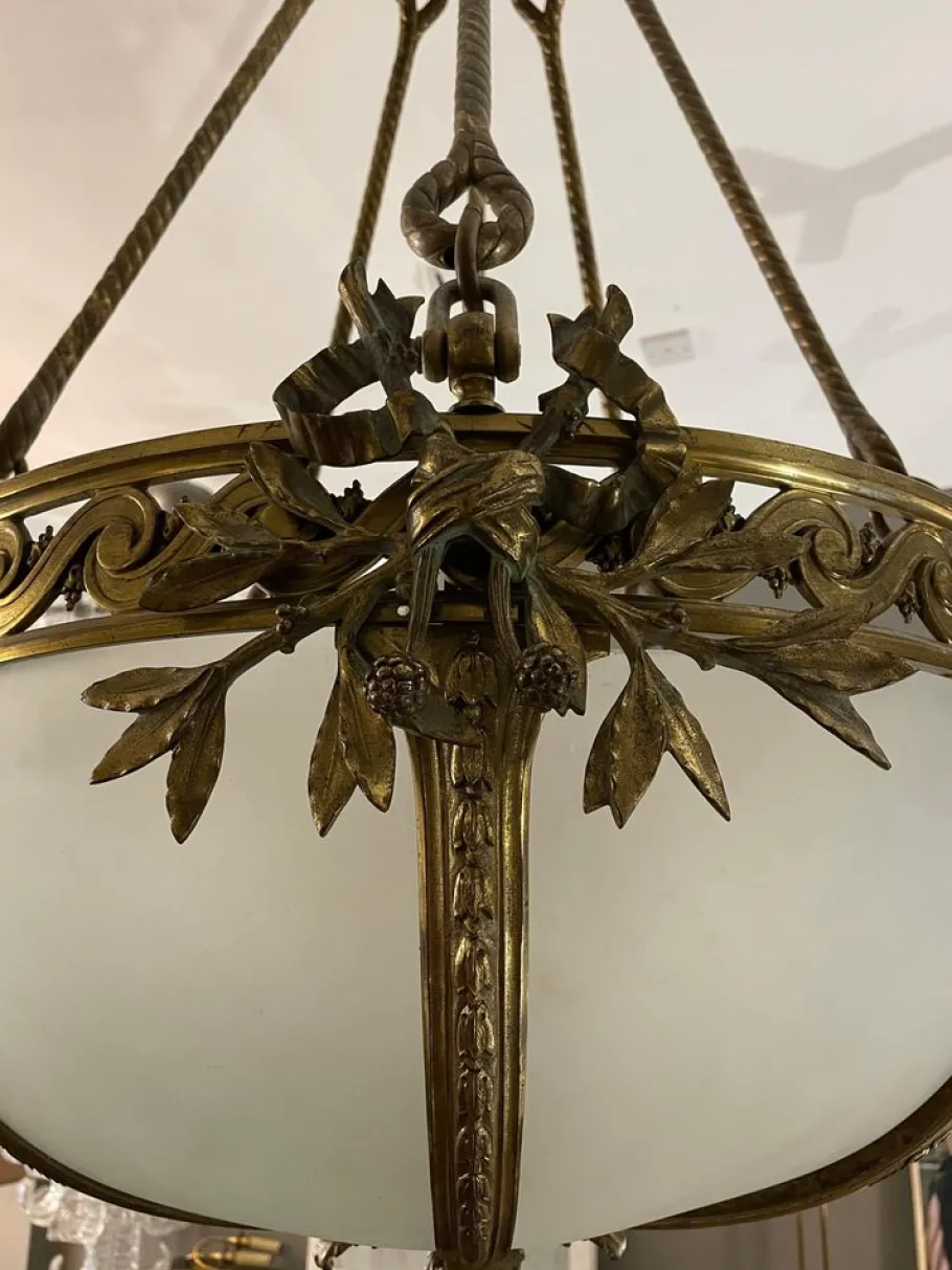 Clearance Pamono Large French Empire Style Chandelier in Gilt Bronze, 1890s