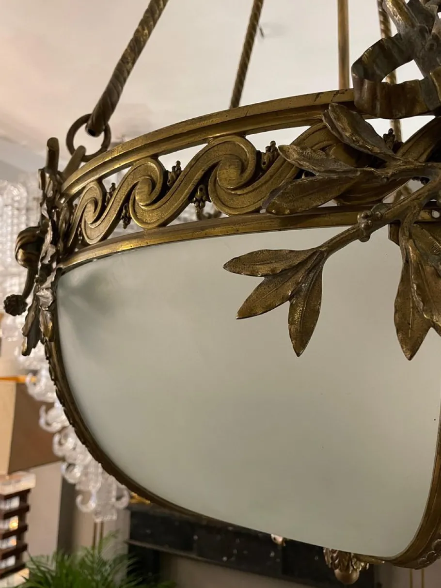 Clearance Pamono Large French Empire Style Chandelier in Gilt Bronze, 1890s