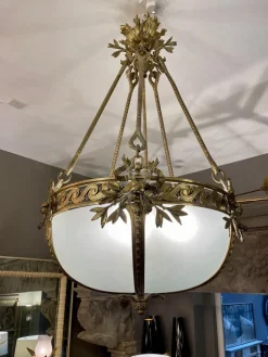 Clearance Pamono Large French Empire Style Chandelier in Gilt Bronze, 1890s