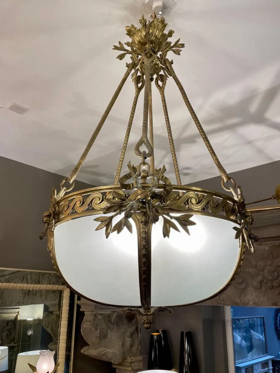 Clearance Pamono Large French Empire Style Chandelier in Gilt Bronze, 1890s