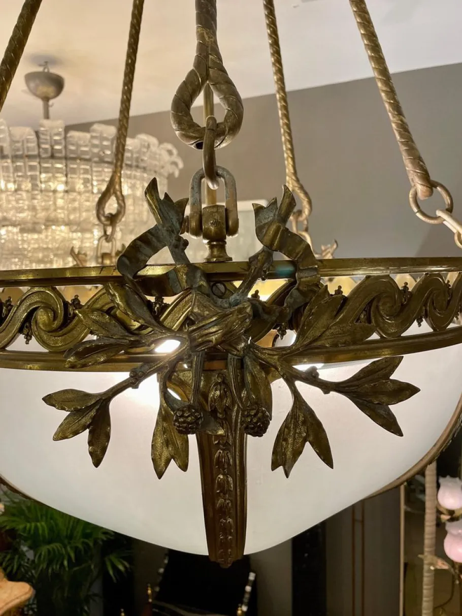 Clearance Pamono Large French Empire Style Chandelier in Gilt Bronze, 1890s