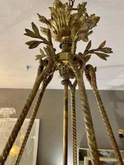 Clearance Pamono Large French Empire Style Chandelier in Gilt Bronze, 1890s