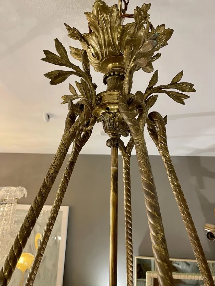 Clearance Pamono Large French Empire Style Chandelier in Gilt Bronze, 1890s