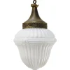 Clearance Pamono Large French White Opaline Glass and Brass Pendant Lamp