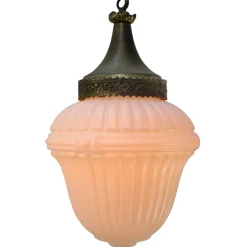 Clearance Pamono Large French White Opaline Glass and Brass Pendant Lamp