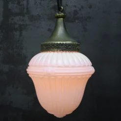 Clearance Pamono Large French White Opaline Glass and Brass Pendant Lamp