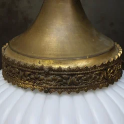 Clearance Pamono Large French White Opaline Glass and Brass Pendant Lamp