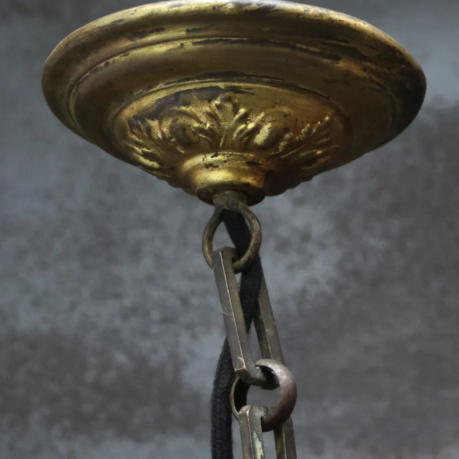 Clearance Pamono Large French White Opaline Glass and Brass Pendant Lamp