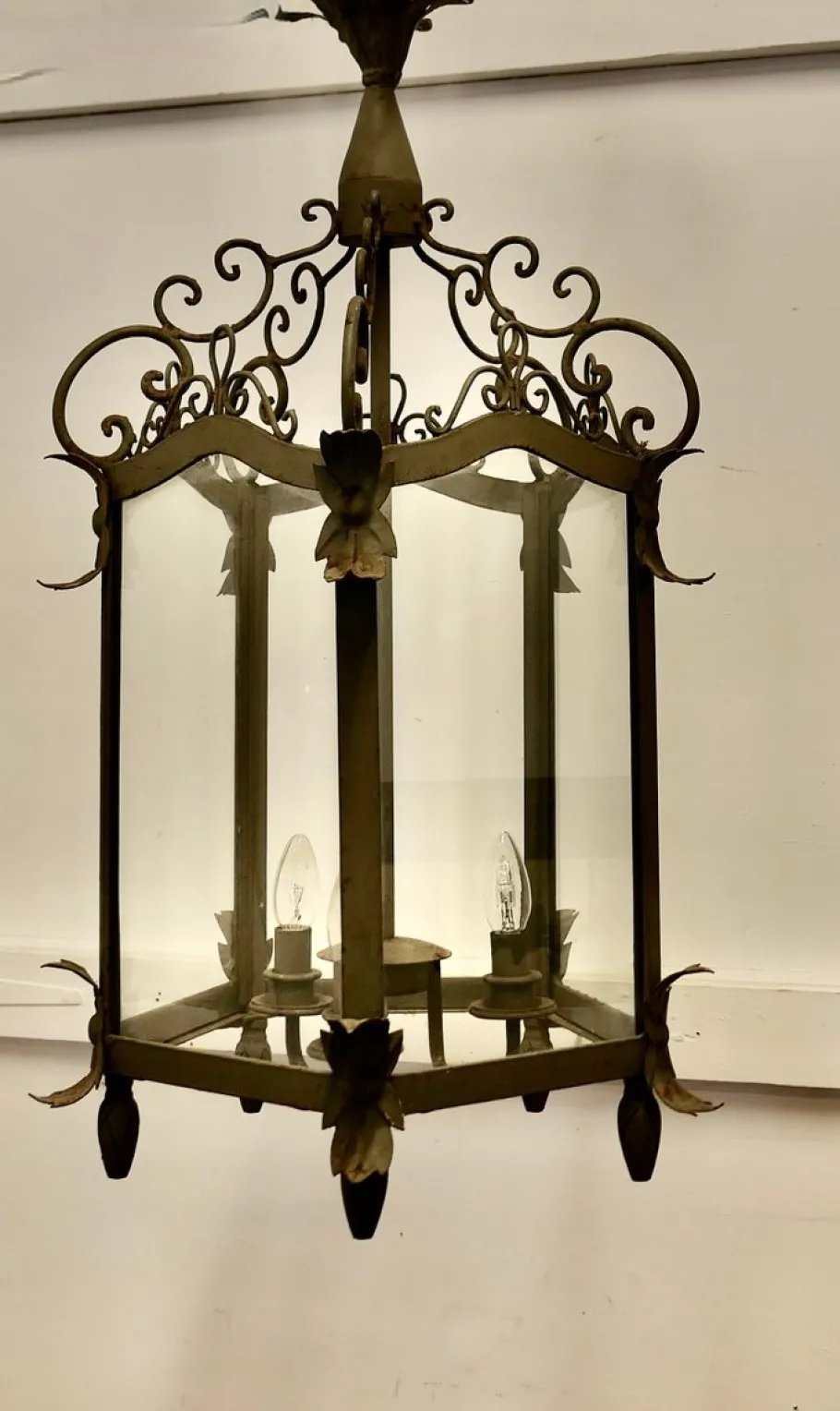 New Pamono Large French Wrought Iron Hall Lantern