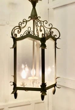 New Pamono Large French Wrought Iron Hall Lantern