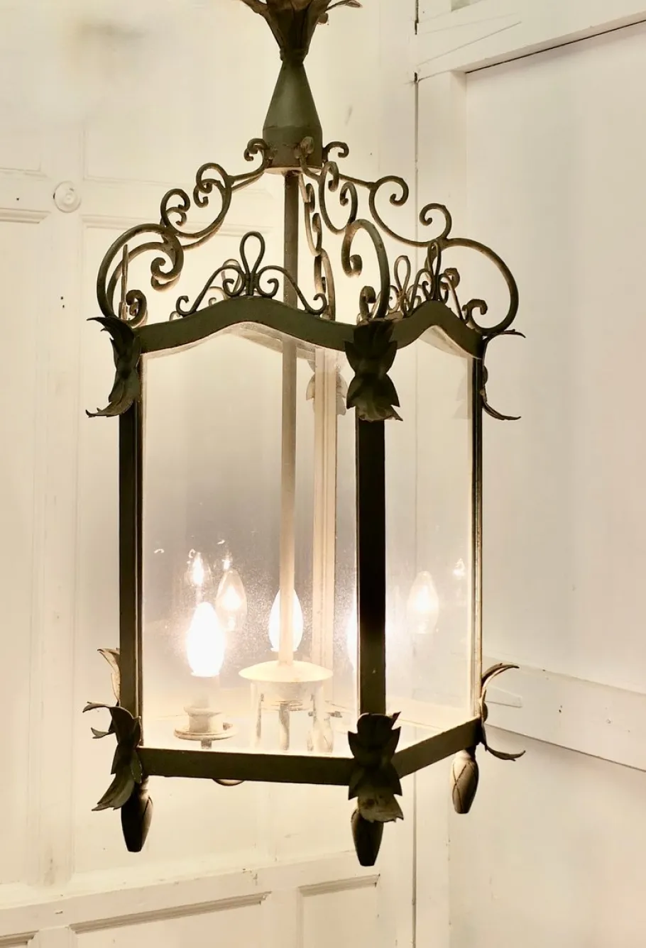 New Pamono Large French Wrought Iron Hall Lantern