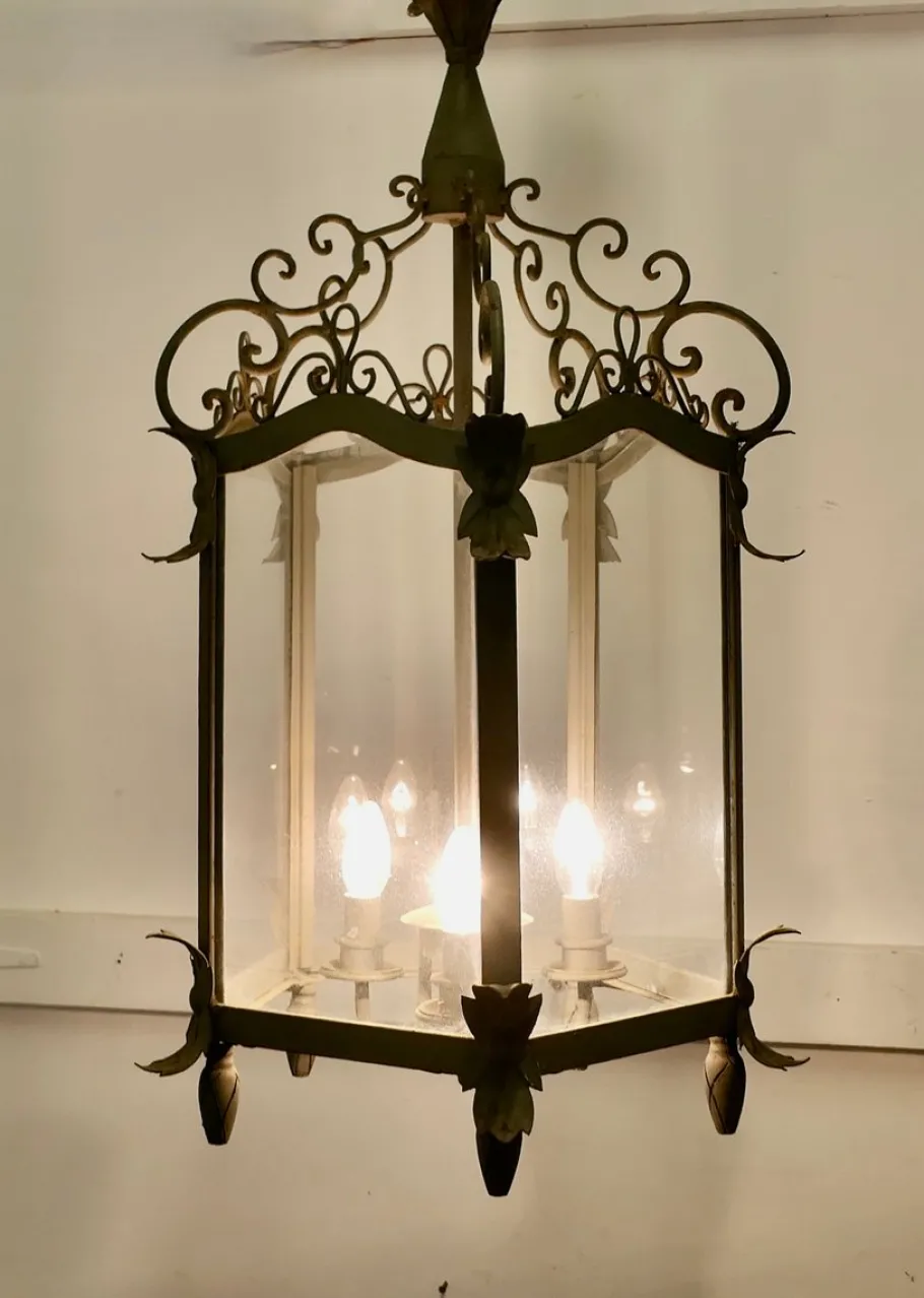 New Pamono Large French Wrought Iron Hall Lantern