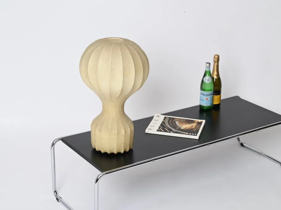 Discount Pamono Large Gatto Beige Cocoon Table Lamp attributed to Castiglioni for Flos, Italy, 1960s