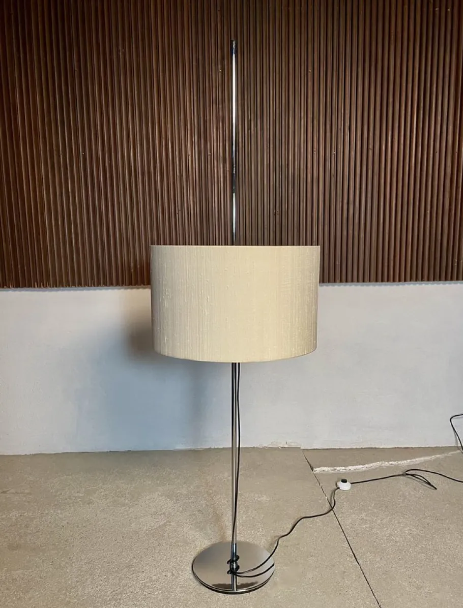 Sale Pamono Large German Chromed Floor Lamp with Adjustable Lampshade from Staff, 1960s