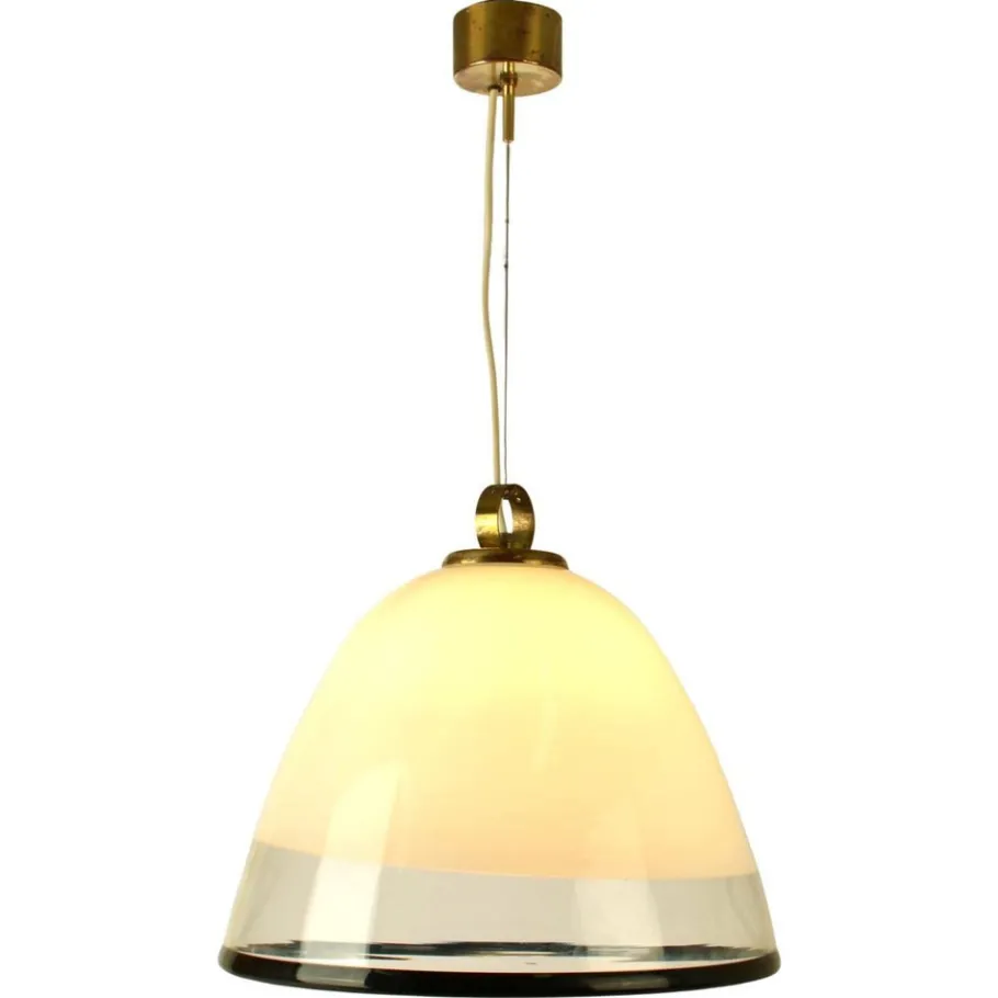 Clearance Pamono Large Glass Bell Shape Pendant Pendant by Renato Toso for Leucos Murano 1960s