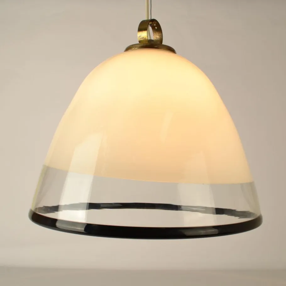 Clearance Pamono Large Glass Bell Shape Pendant Pendant by Renato Toso for Leucos Murano 1960s