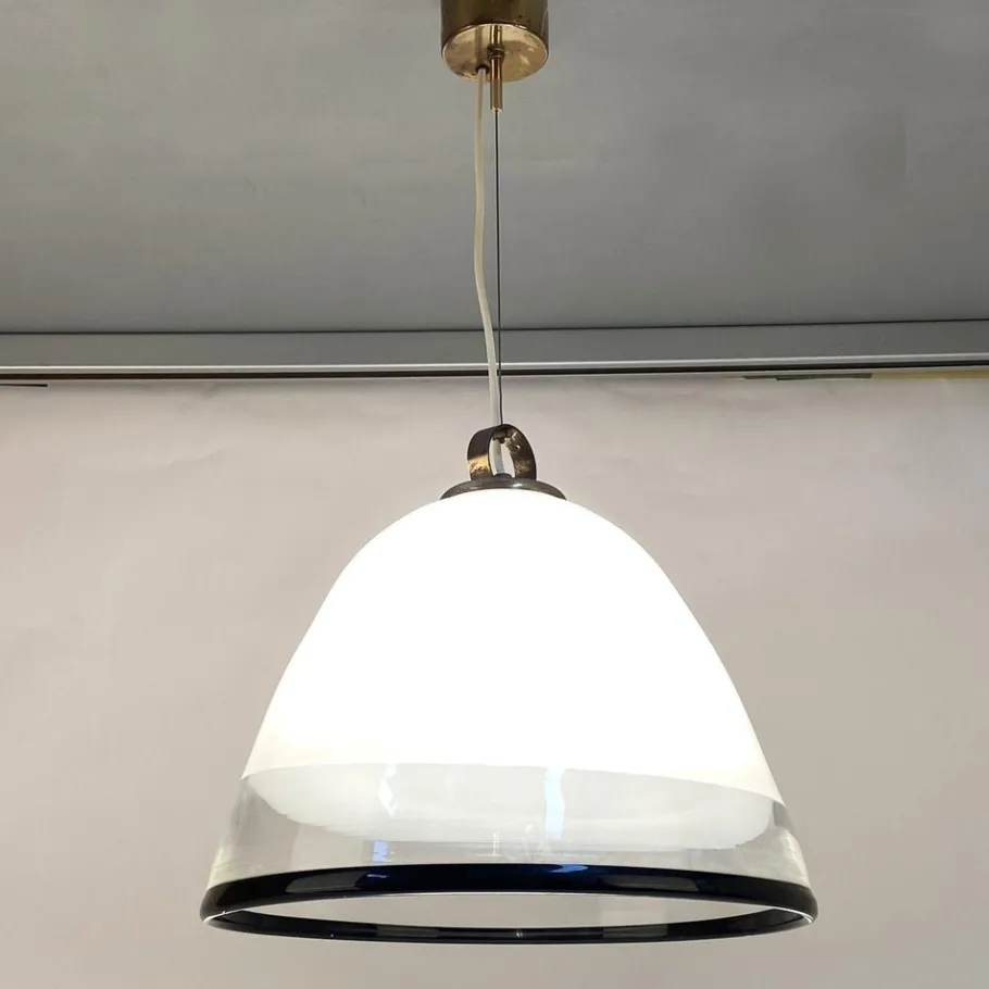 Clearance Pamono Large Glass Bell Shape Pendant Pendant by Renato Toso for Leucos Murano 1960s