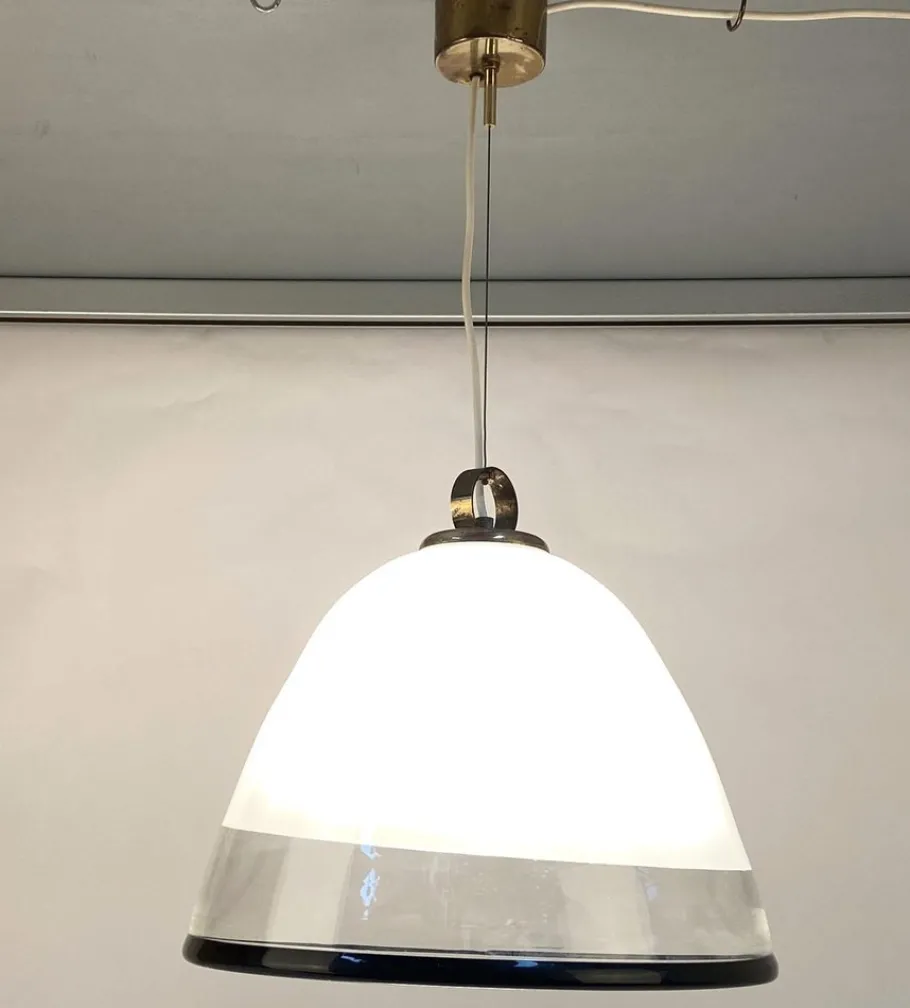 Clearance Pamono Large Glass Bell Shape Pendant Pendant by Renato Toso for Leucos Murano 1960s