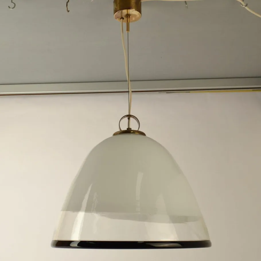 Clearance Pamono Large Glass Bell Shape Pendant Pendant by Renato Toso for Leucos Murano 1960s