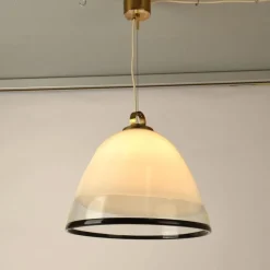 Clearance Pamono Large Glass Bell Shape Pendant Pendant by Renato Toso for Leucos Murano 1960s