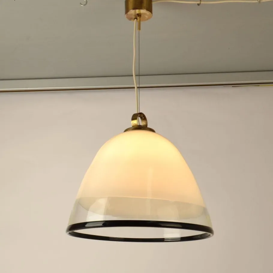 Clearance Pamono Large Glass Bell Shape Pendant Pendant by Renato Toso for Leucos Murano 1960s