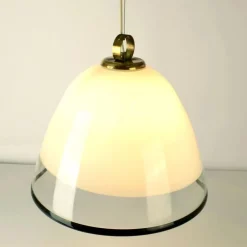 Clearance Pamono Large Glass Bell Shape Pendant Pendant by Renato Toso for Leucos Murano 1960s