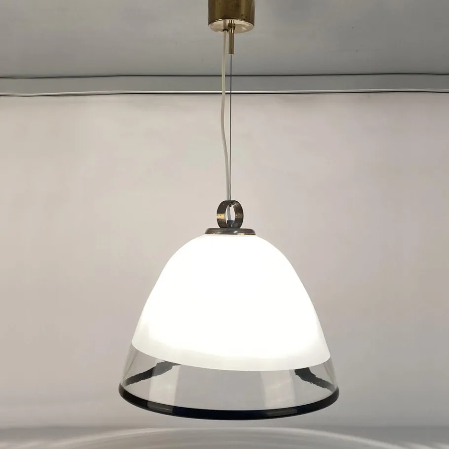 Clearance Pamono Large Glass Bell Shape Pendant Pendant by Renato Toso for Leucos Murano 1960s